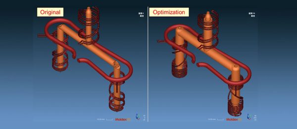 Melegcsatorna optimalizálás Moldex3D analízis segítségével